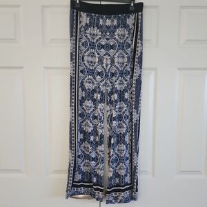 INC International Concepts Blue and White Patterned Wide Leg Pants